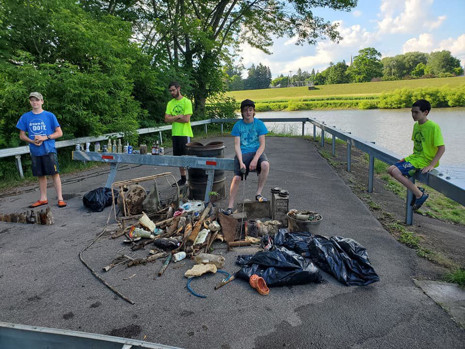 Scouts from Olean Troop 621 help clean Allegheny River banks